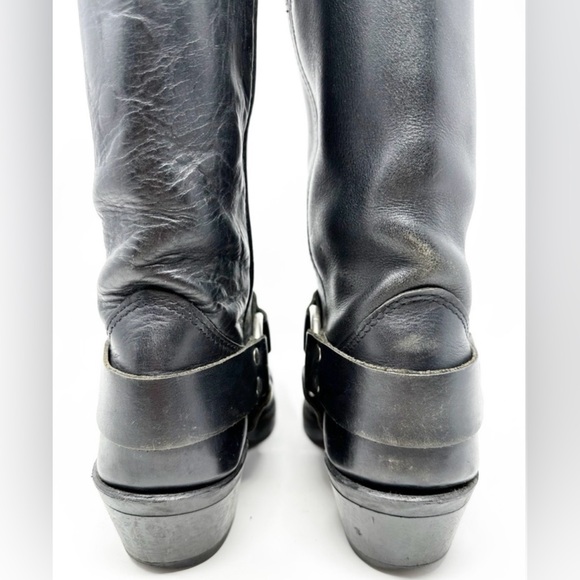 Frye Black Leather Harness 12R Square Toe Biker Boots - Picture 3 of 10